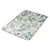 Botanische Vegetation Blätter Wasserfarbe  Badematte (Schrägansicht)