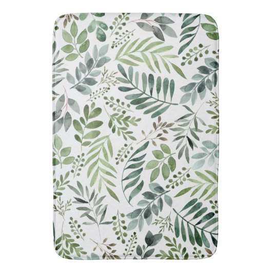 Botanische Vegetation Blätter Wasserfarbe  Badematte (Vorderseite Vertikal)