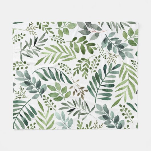 Botanische Vegetation Blätter Wasserfarbe Fleecedecke (Vorderseite (Horizontal))