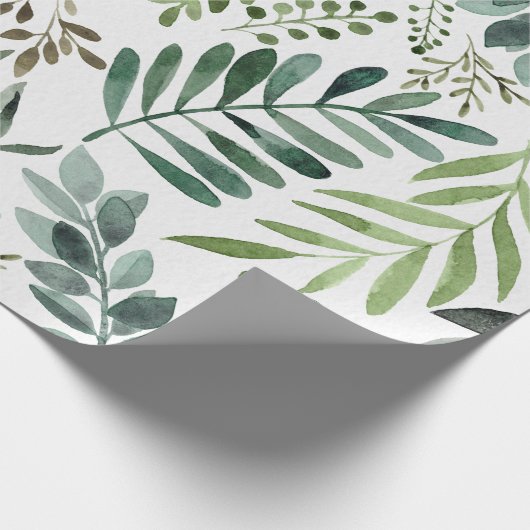 Botanische Vegetation Blätter Wasserfarbe Geschenkpapier (Ecke)