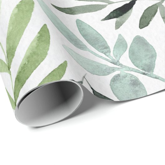 Botanische Vegetation Blätter Wasserfarbe Geschenkpapier (Rolleneckpunkt)