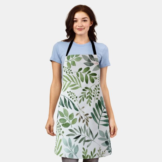 Botanische Vegetation Blätter Wasserfarbe Schürze (Getragen)