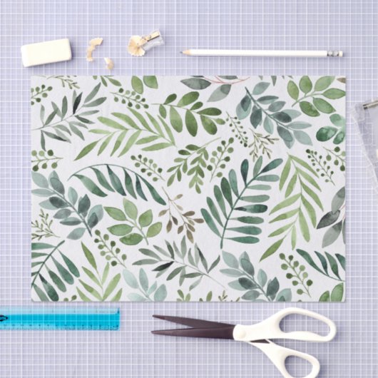 Botanische Vegetation Blätter Wasserfarbe Seidenpapier (Handwerk)