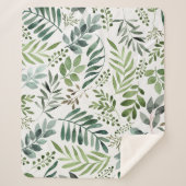 Botanische Vegetation Blätter Wasserfarbe Sherpadecke (Vorderseite)