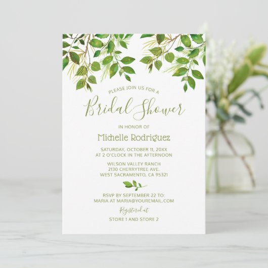 Botanische Vegetation Brautparty Einladung (Stehend Vorderseite)
