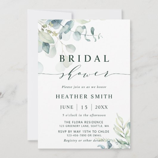 Botanische Vegetation Brautparty Einladung (Vorderseite)