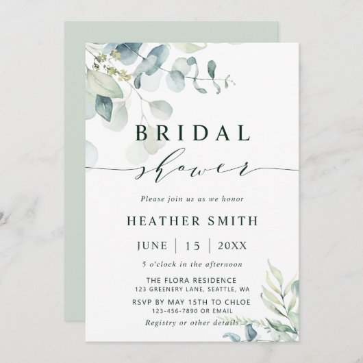 Botanische Vegetation Brautparty Einladung (Vorne/Hinten)