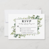 Botanische Vegetation Burgundy Wedding RSVP Karte (Vorderseite)