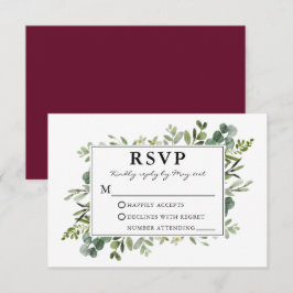 Botanische Vegetation Burgundy Wedding RSVP Karte