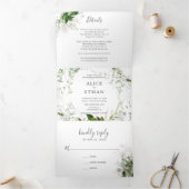 Botanische Vegetation Elegant Wedding Tri-Fold Inv Dreifach Gefaltete Einladung (Innenseite)