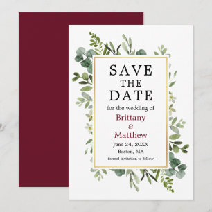 Botanische Vegetation Eukalyptus Burgund Save The Date