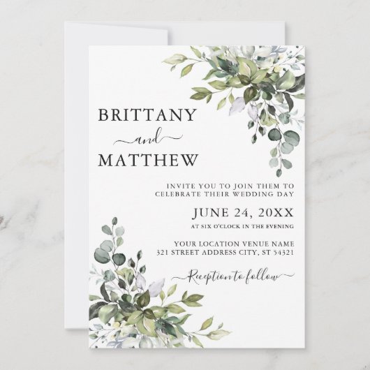 Botanische Vegetation Foto Hochzeit Einladung (Vorderseite)