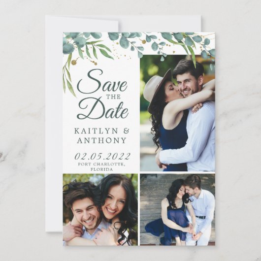 Botanische Vegetation Gold 7 Foto Save the Date (Vorderseite)