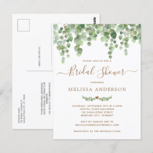 Botanische Vegetation Gold Bridal Dusche Einladung Postkarte