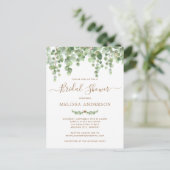 Botanische Vegetation Gold Bridal Dusche Einladung Postkarte (Stehend Vorderseite)
