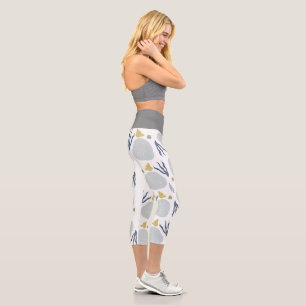 Botanische Vegetation Gray Capri Leggings