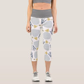 Botanische Vegetation Gray Capri Leggings (Vorderseite)