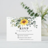 Botanische Vegetation Hochzeit Sonnenblume RSVP Karte (Stehend Vorderseite)