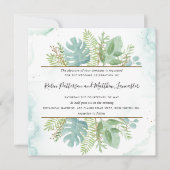 Botanische Vegetation, Hochzeit von grünem blauem Einladung (Vorderseite)