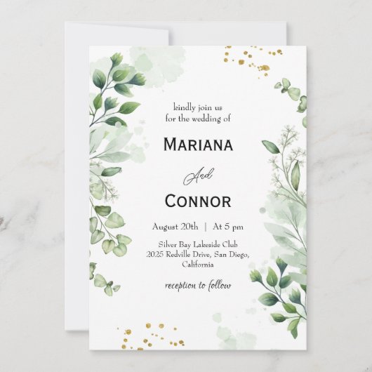 Botanische Vegetation Hochzeitsfeier Einladung (Vorderseite)