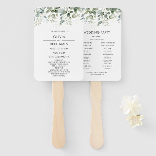 Botanische Vegetation | Hochzeitsprogramm Fächer (Vorne und Hinten)