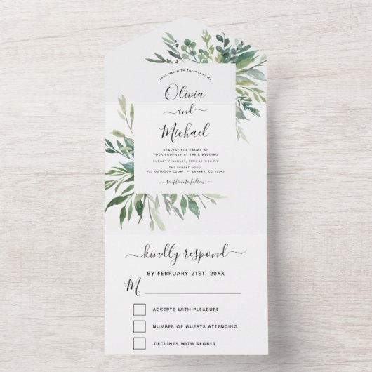 Botanische Vegetation Hochzeitssommer UAWG All In One Einladung (Innen Boden)