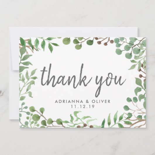 Botanische Vegetation | Leaf | Hochzeit Danke (Vorderseite)