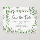 Botanische Vegetation | Leaf | SAVE THE DATE Ankündigungspostkarte (Vorne/Hinten)