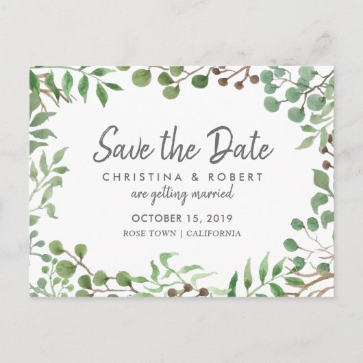 Botanische Vegetation | Leaf | SAVE THE DATE Ankündigungspostkarte (Vorderseite)