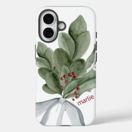 Botanische Vegetation mit Berries Personalisiert iPhone 16 Hülle