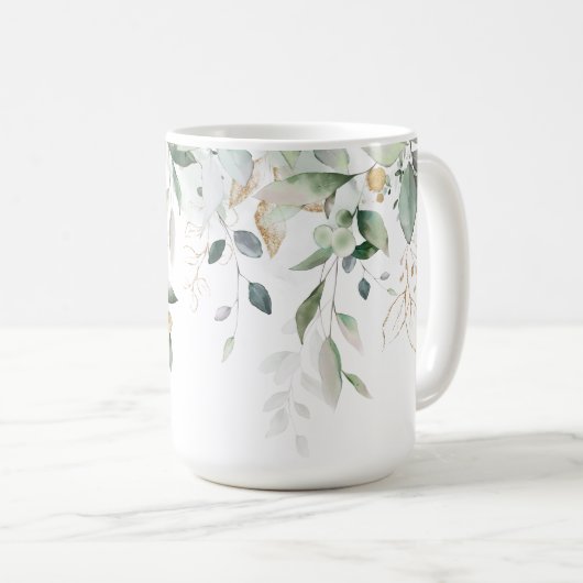 Botanische Vegetation mit Gold Accents Kaffeetasse (VorderseiteRechts)