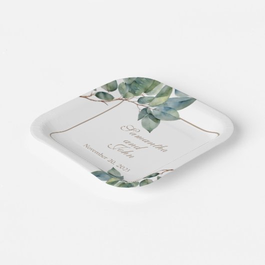 Botanische Vegetation Pappteller (Gewinkelt)