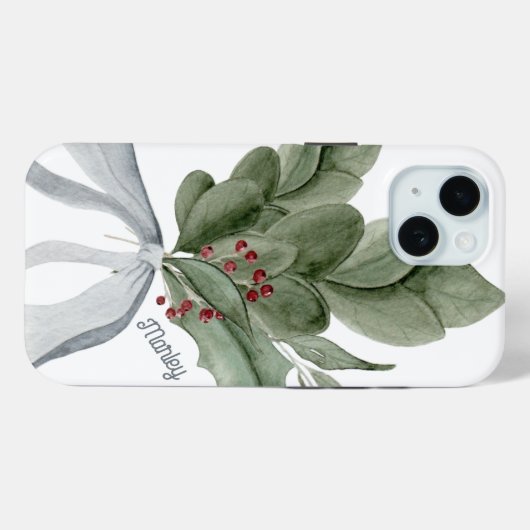 Botanische Vegetation Silver Ribbon Personalisiert Case-Mate iPhone Hülle (Rückseite (Horizontal))