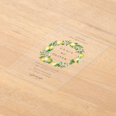 Botanische Vegetation und Lemon Wreath Summer Wedd Acryleinladungen (Ablage )