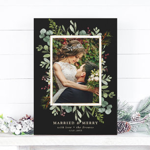 Botanische Vegetation Verheiratet und Merry Foto Feiertagskarte