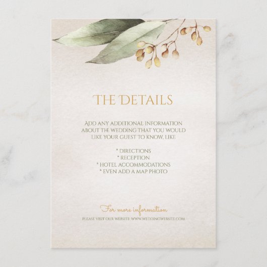 Botanische Vegetation Vintage rustikale Detailkart Begleitkarte (Vorderseite)