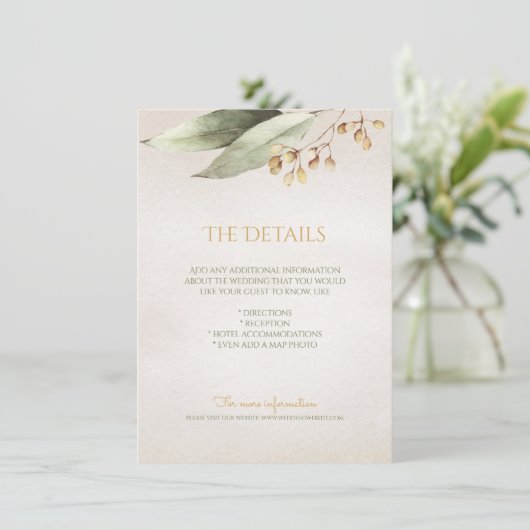 Botanische Vegetation Vintage rustikale Detailkart Begleitkarte (Stehend Vorderseite)