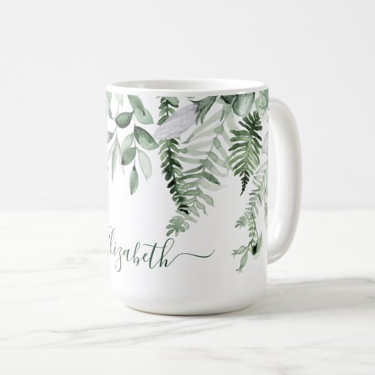Botanische Vegetation Wasserfarbe Grosse Kaffeetasse (VorderseiteRechts)
