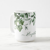 Botanische Vegetation Wasserfarbe Grosse Kaffeetasse (Vorderseite Links)