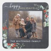 Botanische Vegetation Wasserfarbe Rustikale Halbpe Quadratischer Aufkleber (Vorderseite)