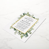 Botanische Vegetation Wasserfarbe Smaragdgrün Gold Folieneinladung (Gedreht)