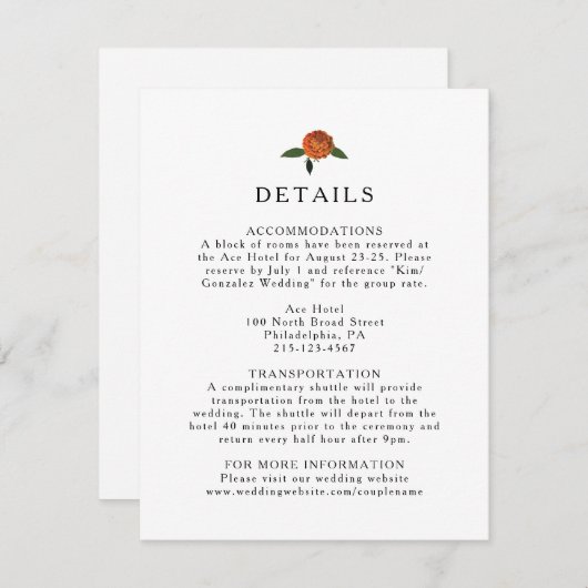 Botanische Vegetation, Zitronen und Marigolds Begleitkarte (Vorne/Hinten)