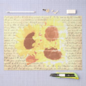 Botanische Vintage Beige Sonnenblumen Blumenschrif Seidenpapier (Handwerk)