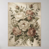 Botanische Vintage-Blumen  Poster (Vorne)