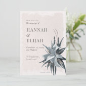 Botanische Vintage Blütenblauer Rose Einladung (Stehend Vorderseite)