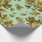 Botanische Vintage Braunseide Blätter Acorne Geschenkpapier (Ecke)