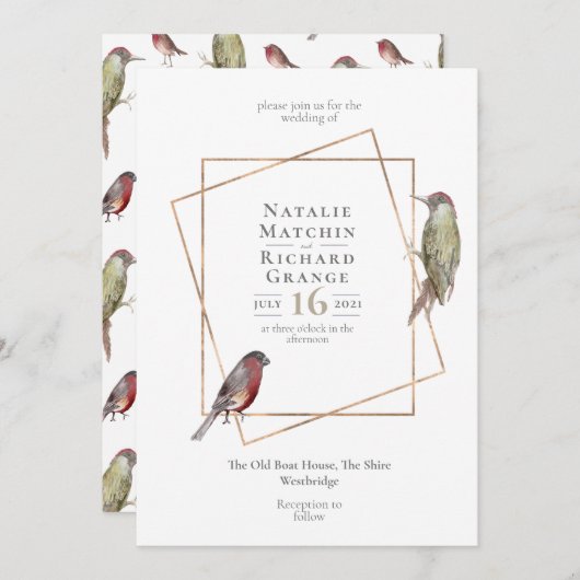 Botanische Vintage Einladung für Rustiker (Vorne/Hinten)