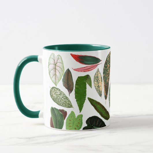 Botanische Vintage Grünflächen-Blätter Tasse (Links)