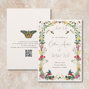 Botanische Vintage-Hochzeit im Kolibri-Garten Save The Date