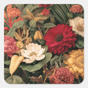 Botanische Vintage-Illustration Quadratischer Aufkleber